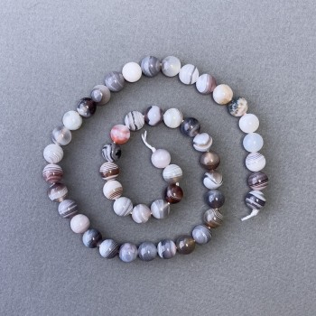 Mărgele Botswana din piatră naturală, formă sferică netedă, diametru 8 mm, lungime 39 cm ±