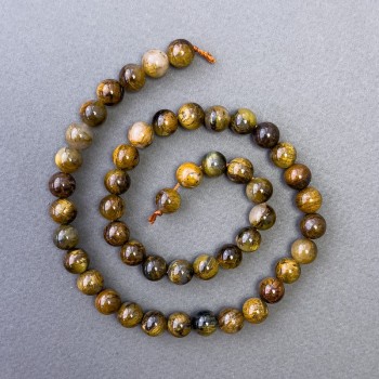 Mărgele din petersit galben, piatră naturală, bile netede, diametru 8 mm +/-, lungime 39 cm +/-