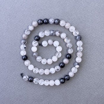 Mărgele din cuarț rutilit Volosatik, piatră naturală, bile netede, diametrul 6,5 mm, lungime 39 cm