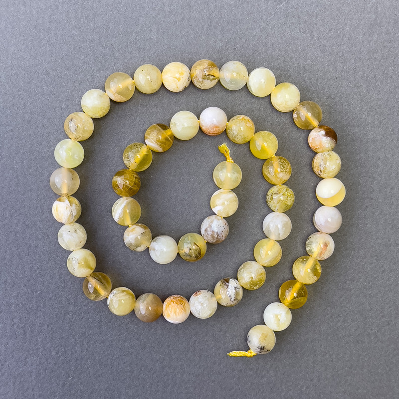 Mărgele din opal galben, piatră naturală, rotunde, netede, diametrul 8 mm, lungime 39 cm