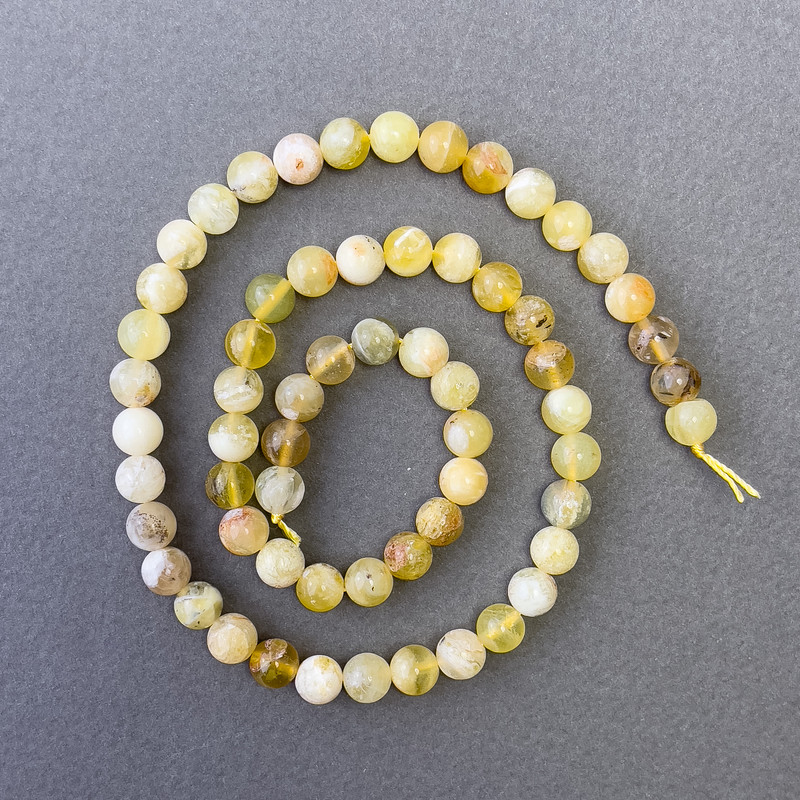 Mărgele din opal galben, piatră naturală, formă sferică netedă, diametrul 6,5 mm +/-, lungime 39 cm+