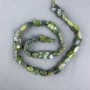 Mărgele din jadit canadian, piatră naturală, tăiate, în formă dreptunghiulară, pe șnur, dimensiuni aproximative 9×10×5 mm, lungime 40 cm