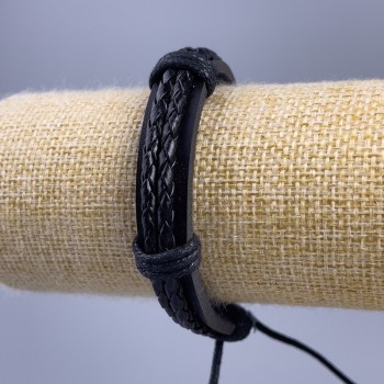 Brățară, lungime 18–25 cm, grosime 12 mm, piele ecologică, culoare neagră, cu închidere