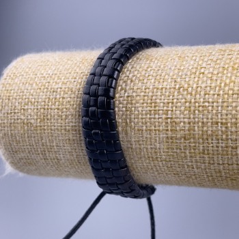 Brățară, lungime 18-25 cm, grosime 12 mm, piele ecologică neagră, închidere reglabilă