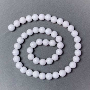 Perle din agat alb (presate) – bile netede, diametru 8 mm, lungime 40 cm, pe fir