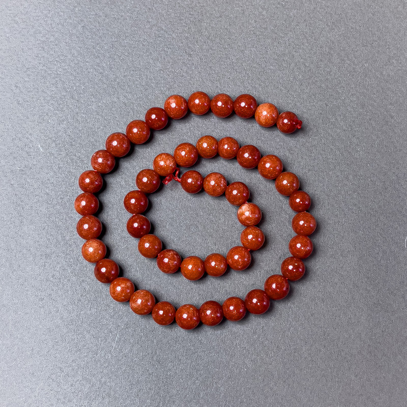 Mărgele din jasper roșu (presate) bile netede, diametrul 8,5 mm, lungime 39 cm, pe șnur