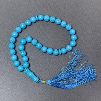 Mătănii din turcoaz (presate) - bile netede, diametrul 12 mm, 33 mărgele, cu inserții din turcoaz