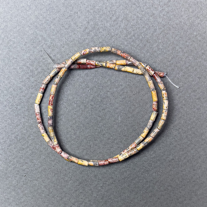 Mărgele din jasper leopard, piatră naturală, tăiate, diametrul 2×4,5 mm, lungime 38 cm, pe fir de nylon