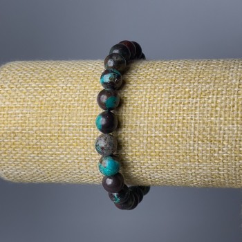 Brățară din crizocola, piatră naturală, mărgele netede, diametrul 8,5 mm, lungime 18 cm (elastică)