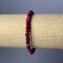 Brățară Ochi de pisică zmeurie din piatră naturală, cuburi fațetate, diametrul 5 mm, lungime 18 cm (elastic)