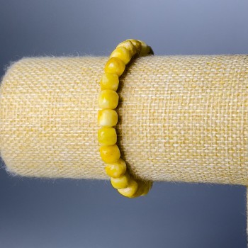 Brățară din jadit galben, piatră naturală, cub tăiat, diametrul de 7 mm, lungime 18 cm (pe elastic)