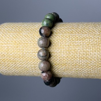 Brățară cu granat pepene, piatră naturală, mărgele netede, diametrul 10 mm ±, lungime 18 cm (elastic)