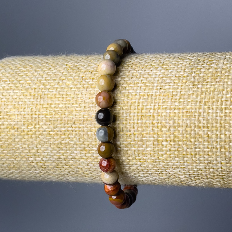 Brățară din jasper natural, mărgele netede, diametrul 6,5 mm, lungime 18 cm (elastic)