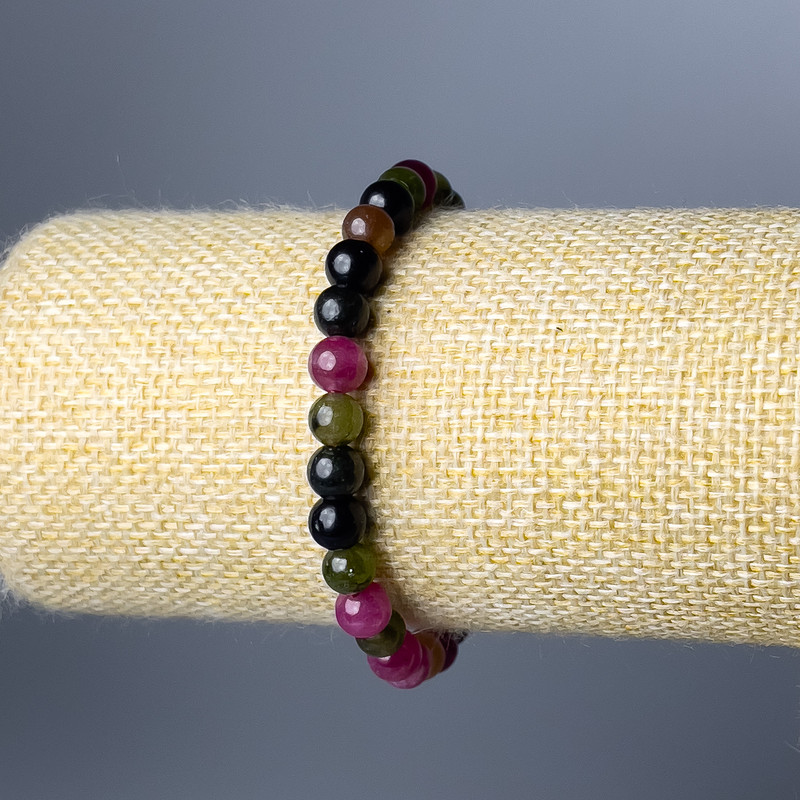 Brățară din turmalin natural, piatră naturală, mărgele netede, diametrul 6,5 mm, lungime 18 cm (elastic)