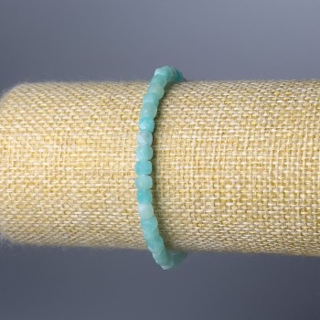 Brățară din amazonit, boabe cubice tăiate, diametrul 4 mm, lungime 18 cm (elastic)