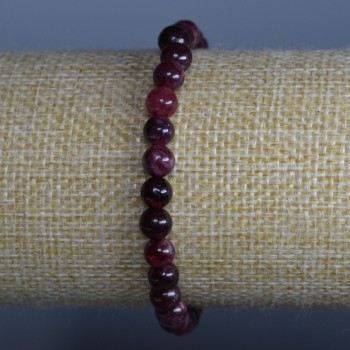 Brățară din turmalin rubelit, piatră naturală, mărgele netede de 6 mm, lungime 18 cm (elastic)