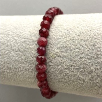 Brățară din turmalin rubelit, piatră naturală, rondel tăiat, diametrul 6x5 mm, lungime 18 cm (elastic)