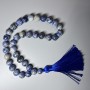 Mătănii din sodalit, piatră naturală, mărgele netede, diametrul 12,5 mm, 33 buc., cu inserții metalice