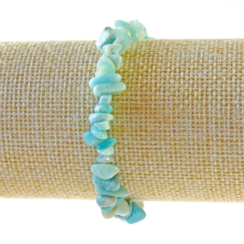Brățară din amazonit natural – granule, diametru aproximativ 6×3 mm, lungime 18 cm ± (elastic)