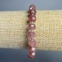 Brățară din cuarț roz căpșună, piatră naturală, rondeluri facetate, diametru 8×6 mm, lungime 18 cm, elastică