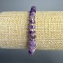 Brățară din ametist natural discuri, diametru aproximativ 6,5×3 mm, lungime 18 cm, pe bază elastică, cu mărgele