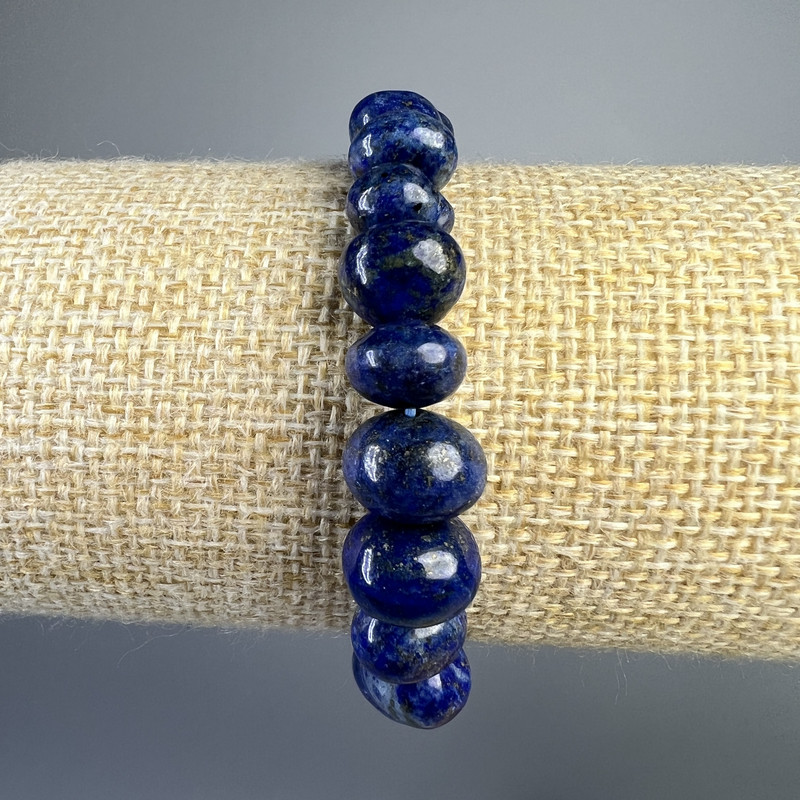 Brățară din lazurit, piatră naturală, fațetată, diametrul 10x7 mm ±, lungime 18 cm ± (elastic)