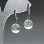 Cercei din cristal de munte, piatră naturală, bilă netedă, diametrul de 12,5 mm, închidere engleză, lungimea de 33 mm