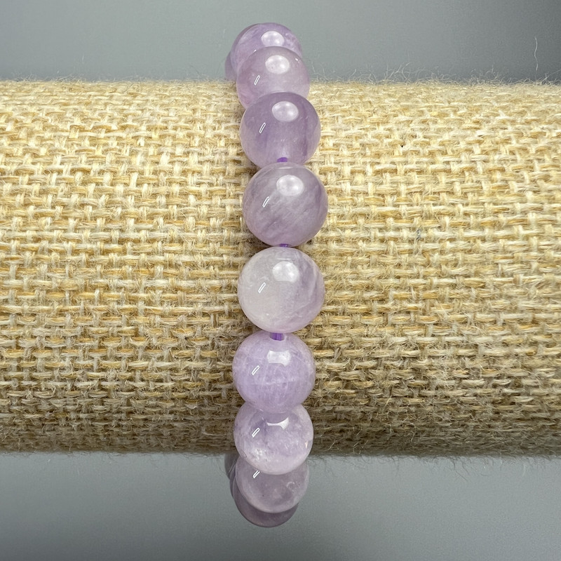 Brățară din ametist lavandă, piatră naturală, mărgele lucioase de 8 mm, lungime 18 cm ± (pe elastic)