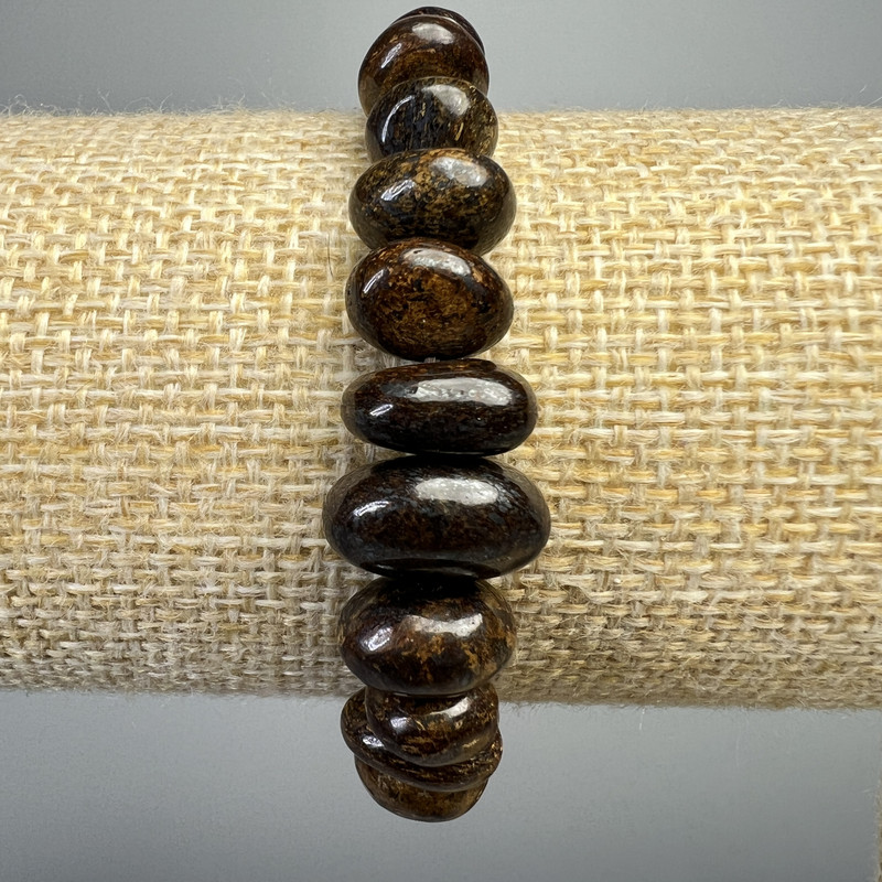 Brățară din bronzit, piatră naturală, mărgele mari tăiate, diametru 10×5 mm, lungime 18 cm, elastic