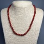 Colier din jasper roșu imitatie, bile netede, diametrul 6 mm ±, lungime 48 cm