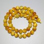 Mărgele ochi de pisică galbeni, piatră naturală, formă sferică netedă, diametrul 8,5 mm, lungime aproximativă 38 cm, pe șnur