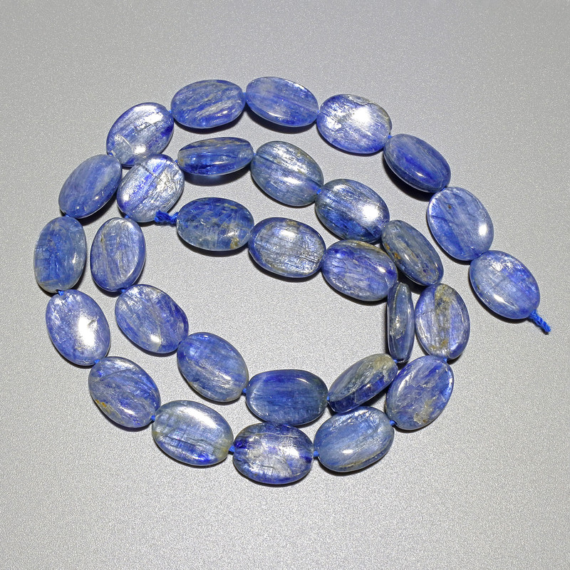 Mărgele din kyanit, piatră naturală, formă ovală, diametrul 10x14 mm, lungime aproximativă 40 cm, pe șnur
