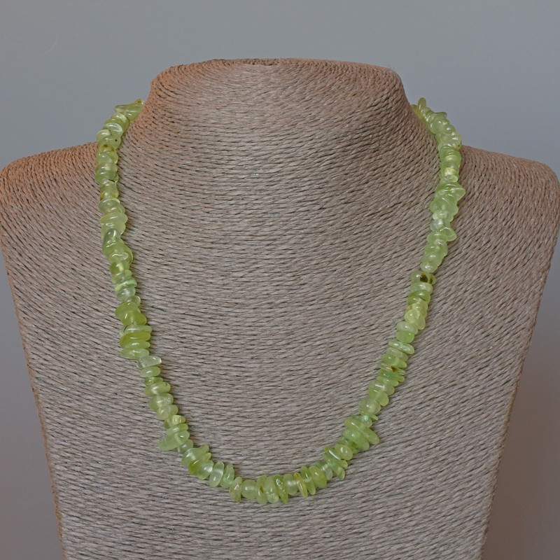 Colier din prenit, piatră naturală, mărgele tăiate, diametrul 8x3 mm +/-, lungime 48 cm