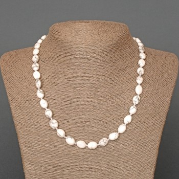 Colier din kaholong, piatră naturală, formă ovală, diametrul 8x10 mm, lungime 48 cm+-