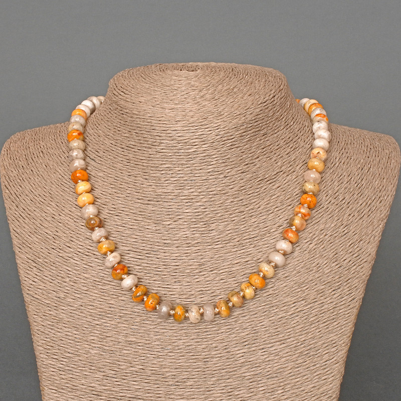Colier din jasper imperial, piatră naturală, mărgele rondelle netede, diametrul 8×5 mm, lungime 47 cm