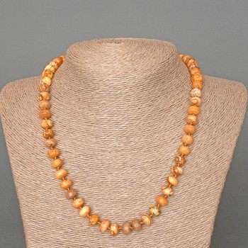 Colier cu jasper peisaj, piatră naturală, rondele netede, diametrul 9×7 mm, lungime 49 cm