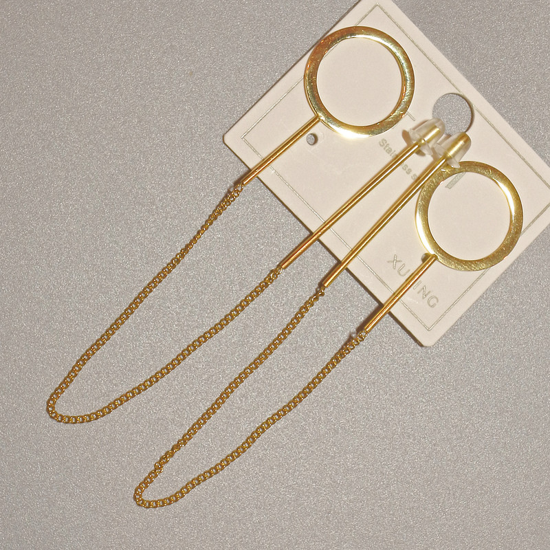 Cercei Xuping, diametrul 15 mm, lungimea aproximativă 10,5 cm, placare cu aur 18K