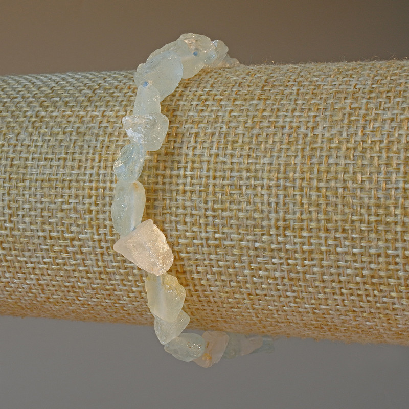 Brățară cu cristal de munte și acvamarin, piatră naturală brută, mărgele fațetate, diametrul 6x8 mm ±, lungime 18 cm ± (elastic)