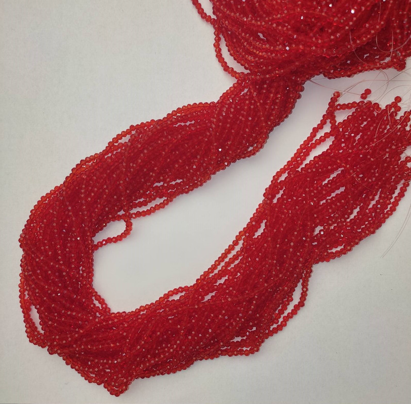 Mărgele roșii din cristal cehesc, rondel fațetat, 3×2,5 mm, lungime 39 mm +/- pe fir