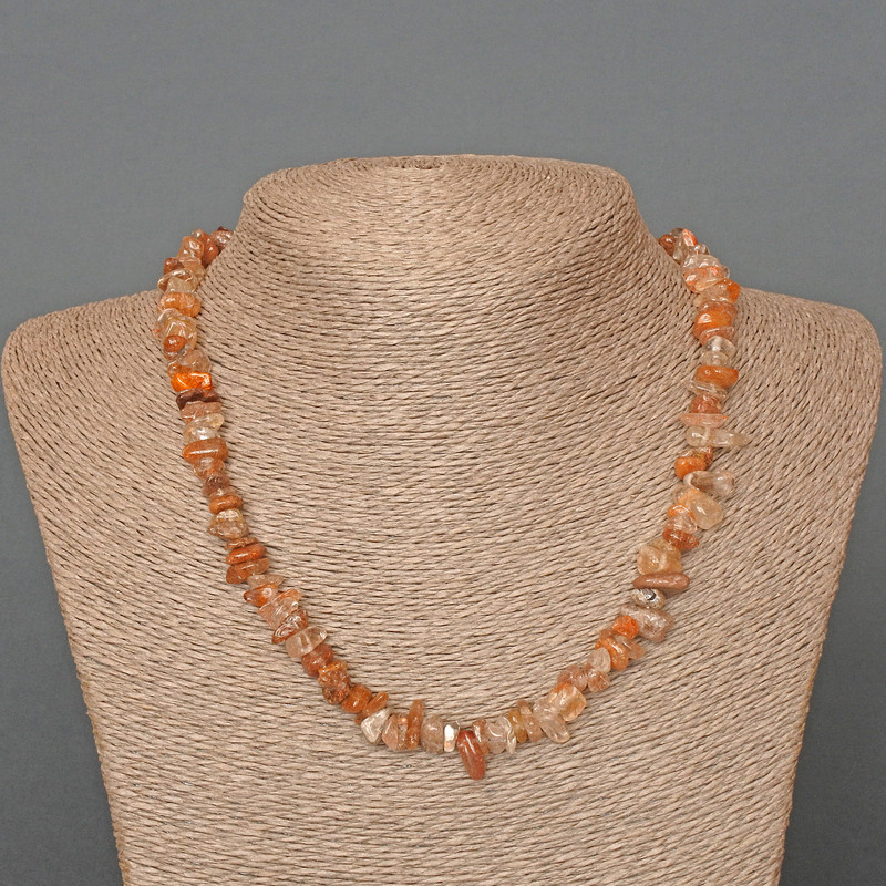 Colier din cuarț rutilit, aspect păr, granule de piatră naturală, diametru aproximativ 8×3 mm, lungime 46 cm