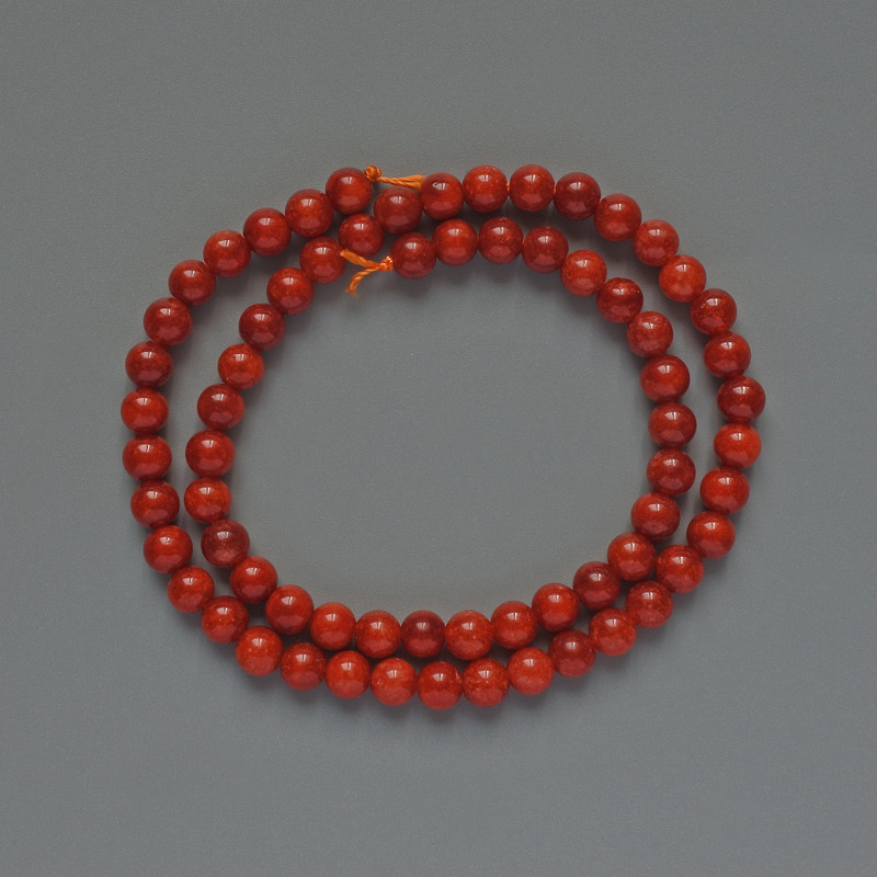 Mărgele de jasper roșu (unicat) bilă netedă, diametrul 6 mm, lungime 38 cm, pe șnur