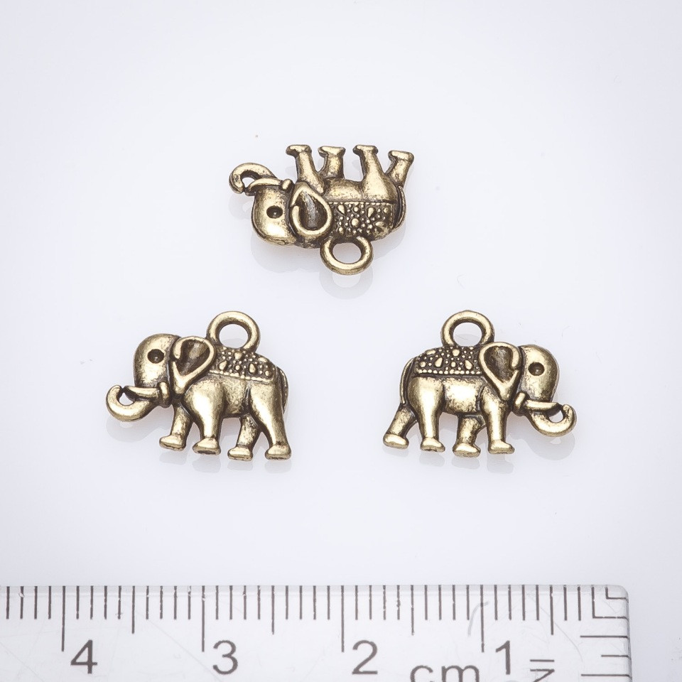 Pandantiv Elefant 14 mm, bronz, pachet 20 g +/- 22 bucăți