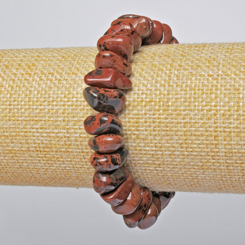 Brățară din obsidian natural, piatră fațetată, diametrul 15x7 mm, lungime 18 cm, extensibilă