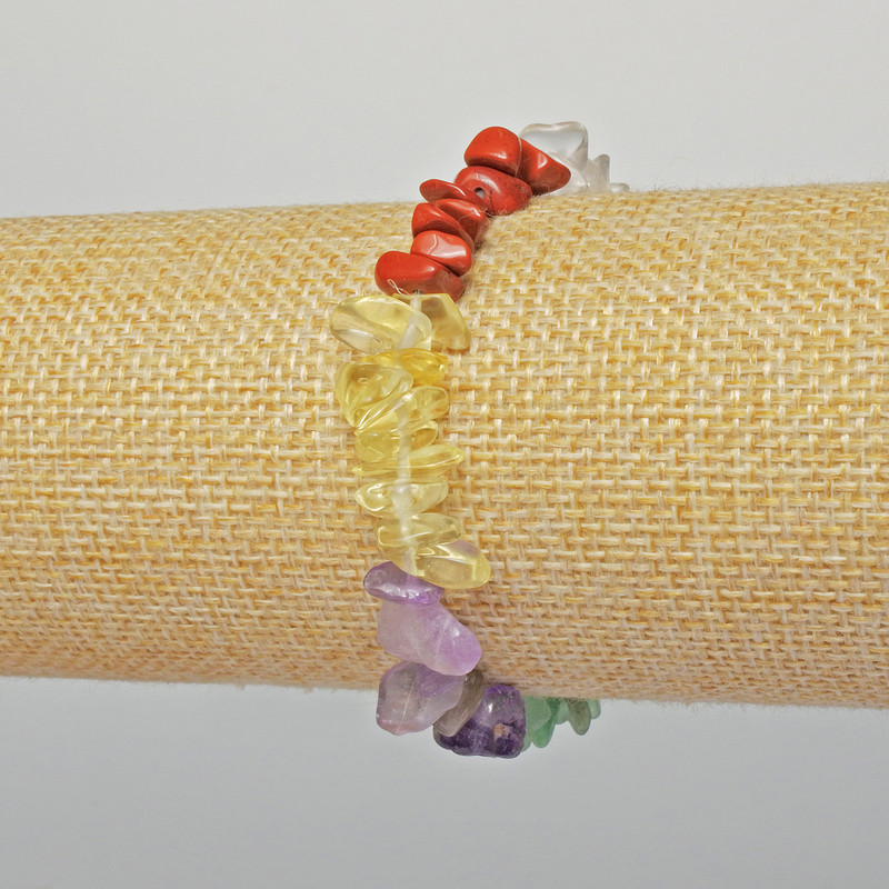 Brățară asortiment din piatră naturală, cioburi, diametrul 7×4 mm, lungime 18 cm, elastică