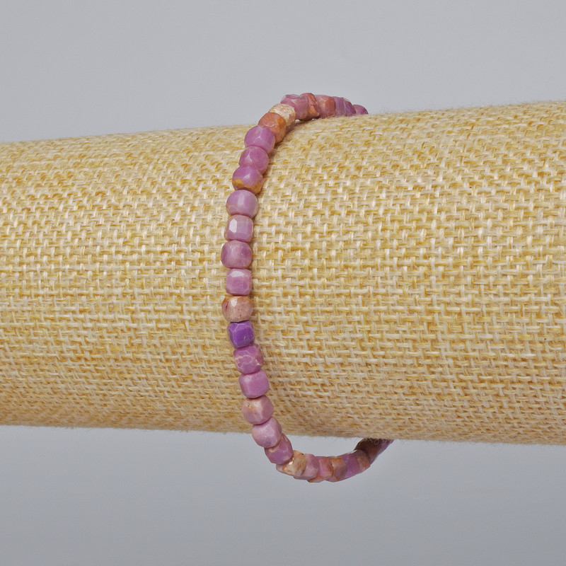 Brățară din fosfosiderit, piatră naturală, cuburi facetate, diametru 4 mm, lungime 18 cm, elastică