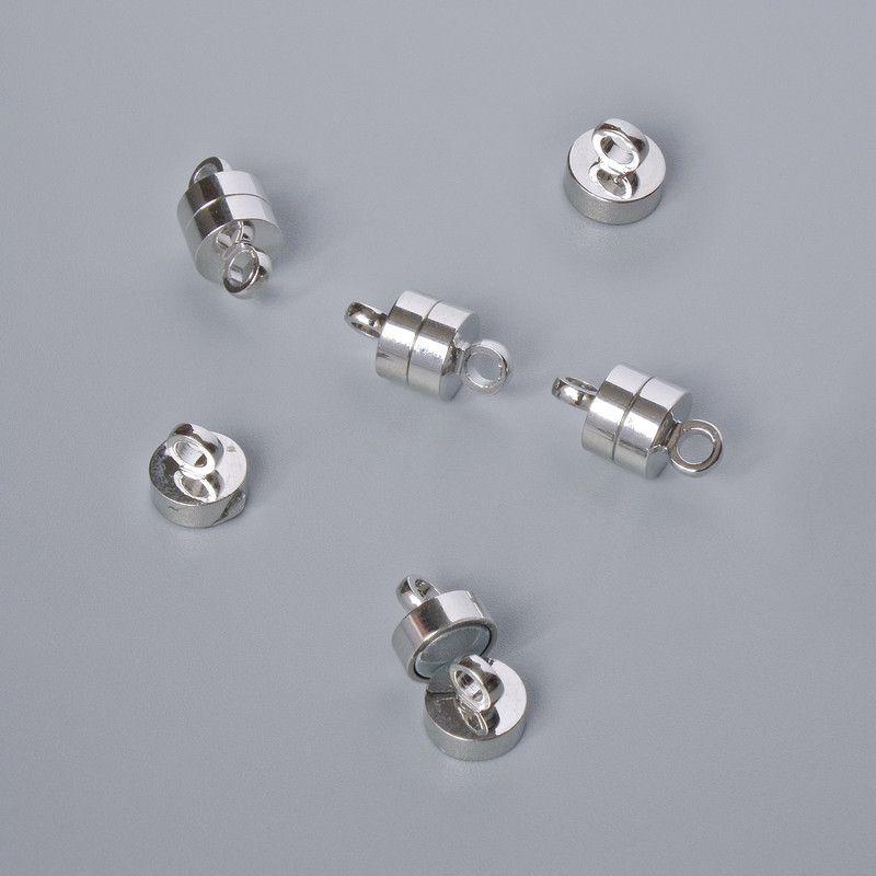 Furnitură închizătoare magnetică, diametrul 11×5 mm, culoare argintiu metal, 1 buc.