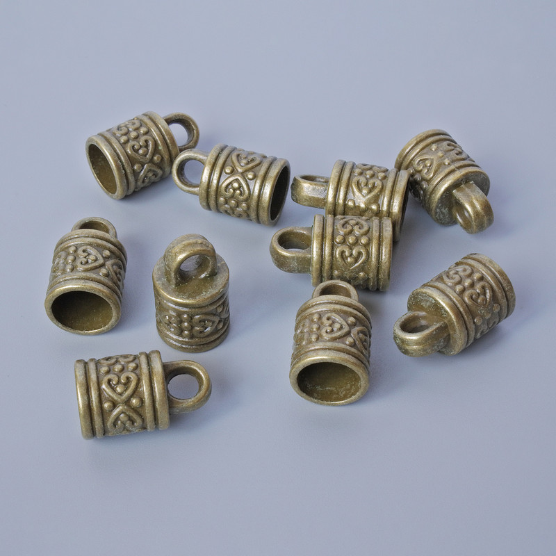 Capăt de furnitură, diametru 16x10 mm, diametrul găurii 3,5 mm, 7,7 mm, ambalare 10 bucăți, culoare bronz a metalului