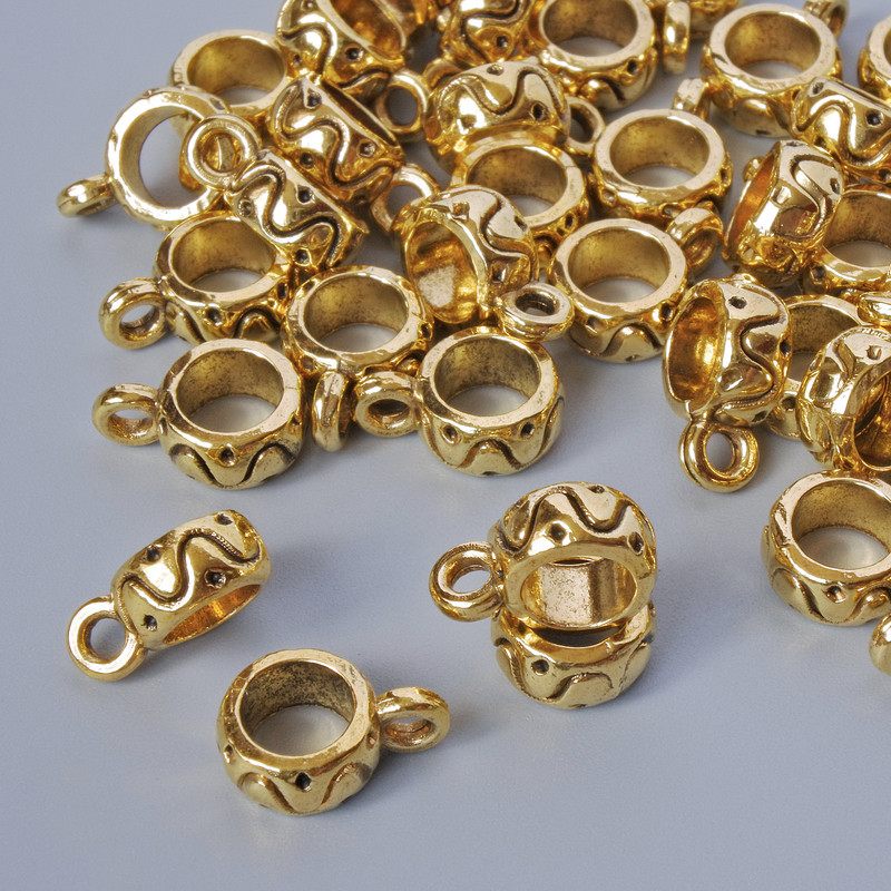 Furnitură Bail - suport, diametru 3,5×7,5 mm, diametrul orificiului 1,7 mm, 4,6 mm, lungime 10 mm, ambalaj 41 bucăți ± 20 g ± culoare metalică aurie