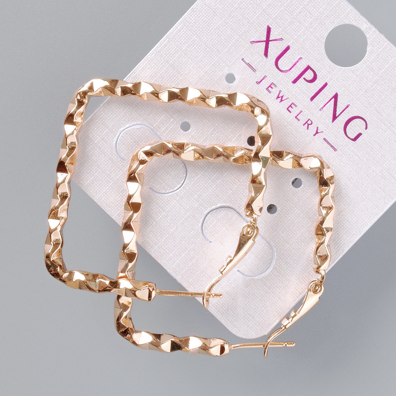 Cercei Xuping, diametru 42x42 mm, placare cu aur 18K