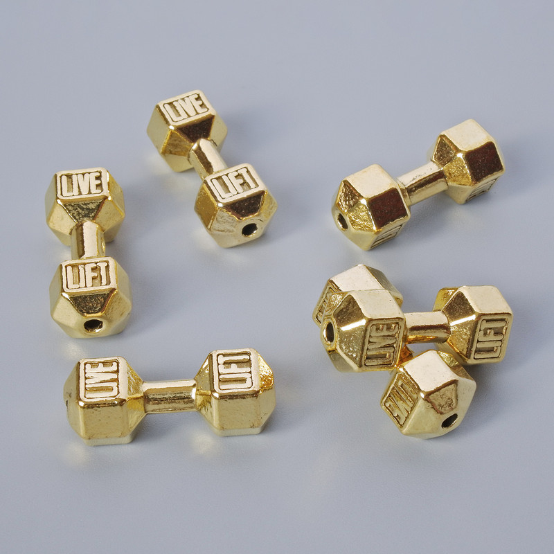 Mărgele cu formă de ganteră, diametru 8×19,5 mm, ambalaj de 6 bucăți, culoare aurie a metalului